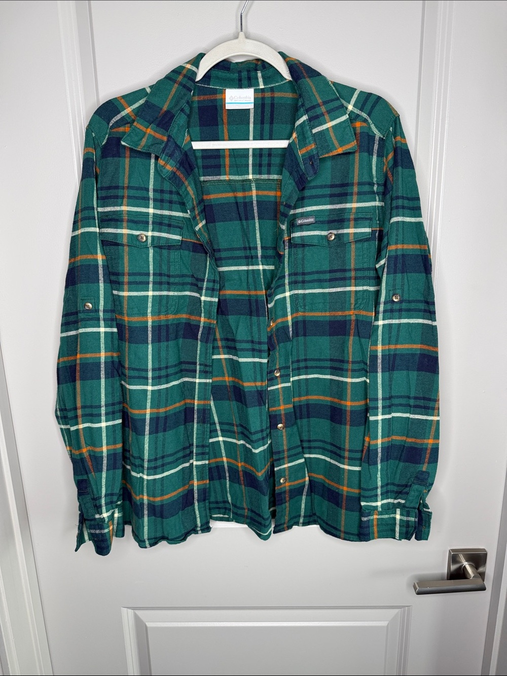 Columbia Green Navy Plaid Button-Down Shirt
